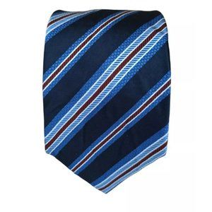 BRIONI Blue Striped Silk Tie HANDMADE ITALY 61"/ 3" EC
